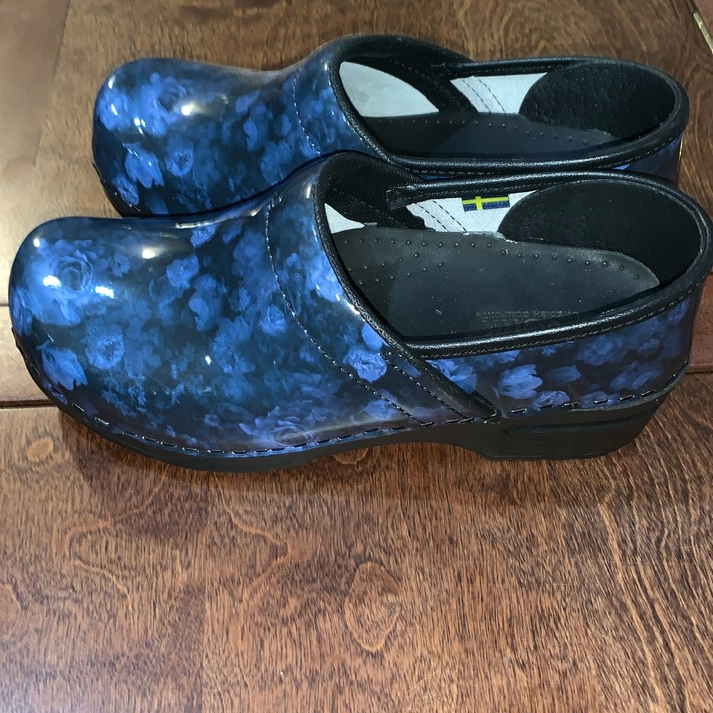 EUC Bjork size 38 professional shoe blue rose print